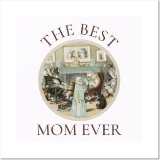 THE BEST KNITTING MOM IN THE WORLD, CAT. THE BEST KNITTING MOM EVER FINE ART VINTAGE STYLE OLD TIMES. Posters and Art